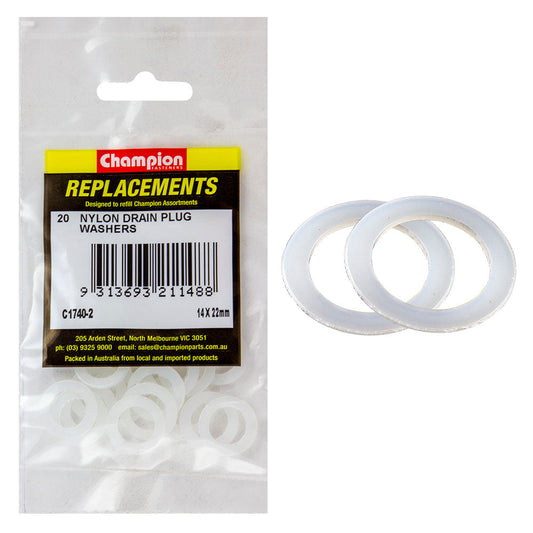 Champion M14 x 22mm x 1.0mm Nylon Washer -20pk