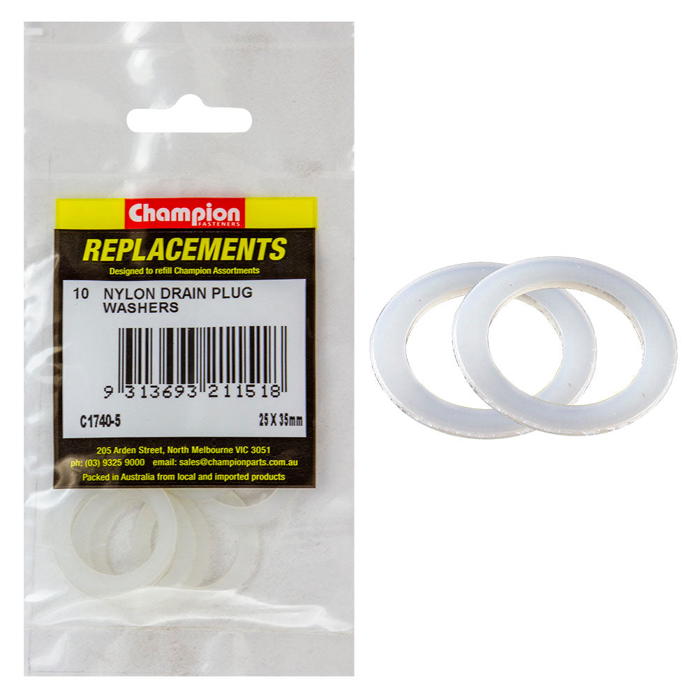 Champion M25 x 35mm x 1.0mm Nylon Washer -10pk
