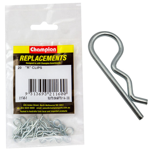 Champion R-Clip To Suit 1/4in To 3/8in Shaft Dia. -20pk