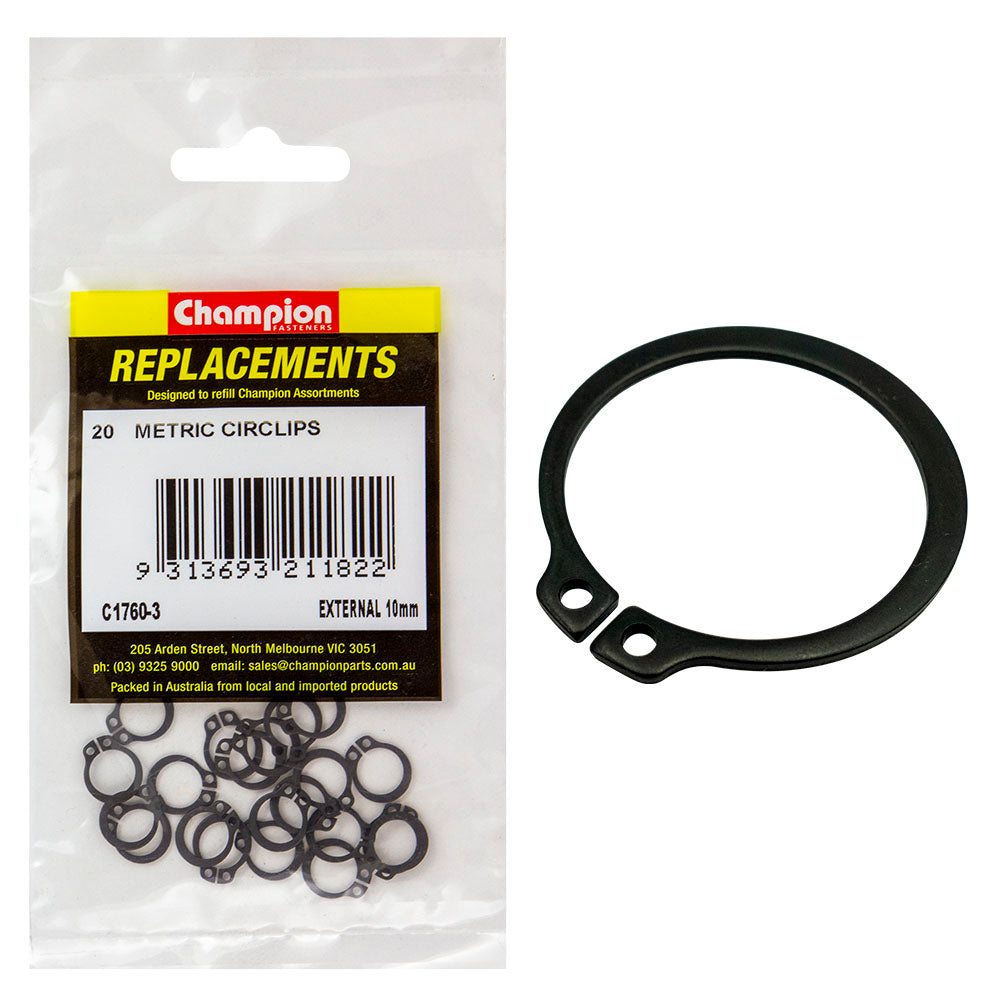 Champion 10mm External Circlip -20pk