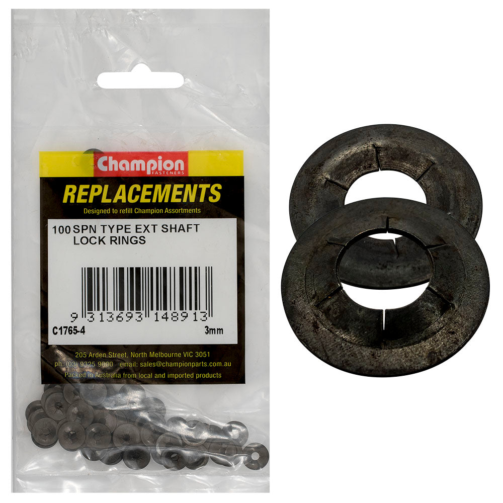 Champion 3mm Spn Type External Lock Rings -100pk