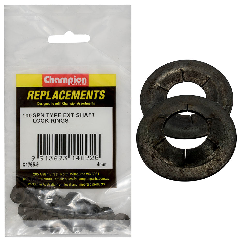 Champion 4mm Spn Type External Lock Rings -100pk