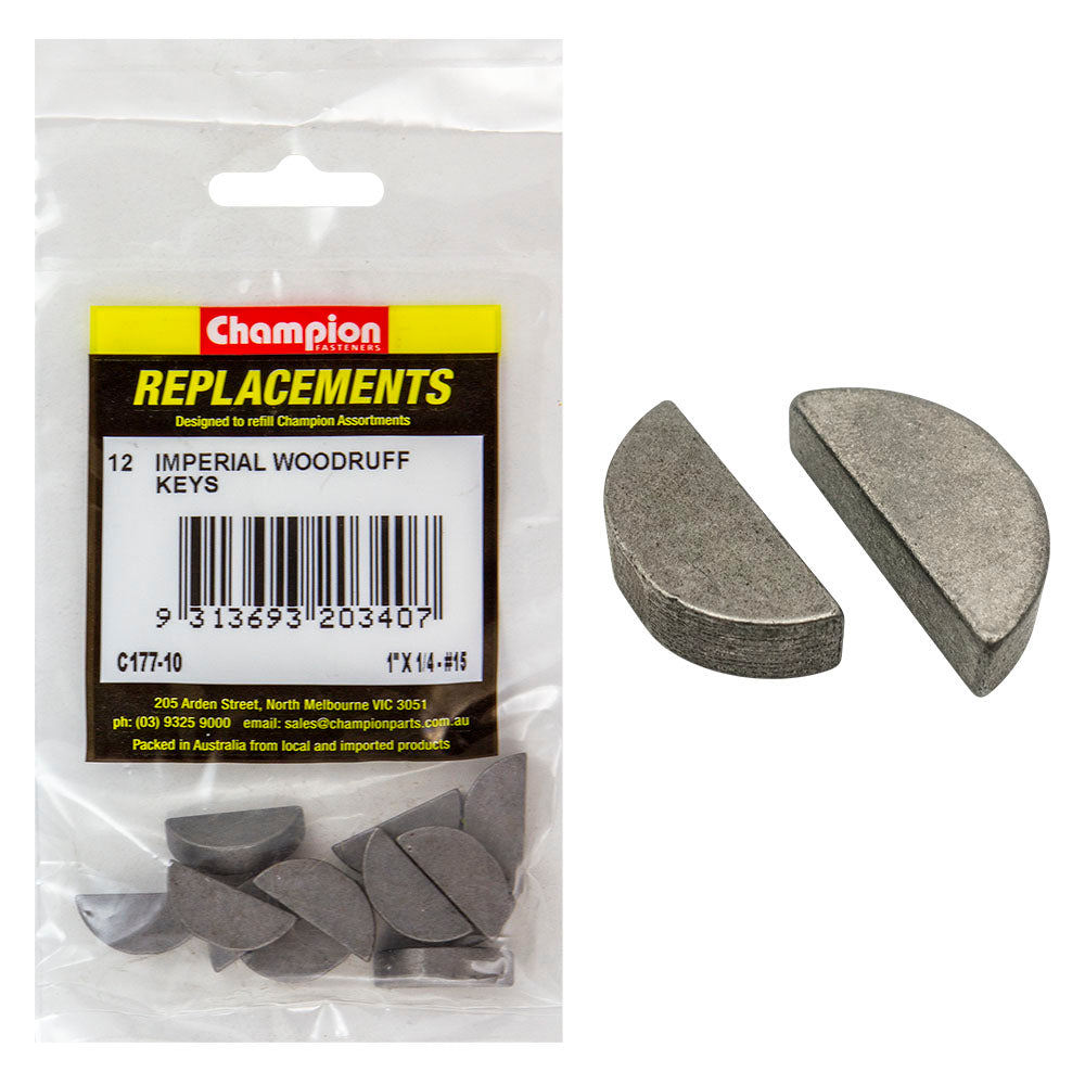 Champion 1in x 1/4in Wk15 Woodruff Key -12pk