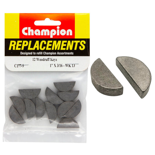 Champion 1in x 3/16in Wk13 Woodruff Key -12pk
