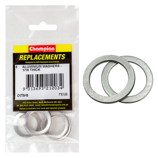 Champion 1in x 1-3/8in x 1/16in Aluminium Washer -5pk