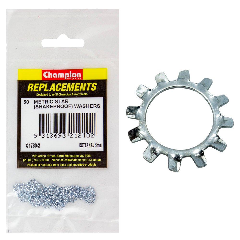 Champion 5mm External Star Washer -50pk