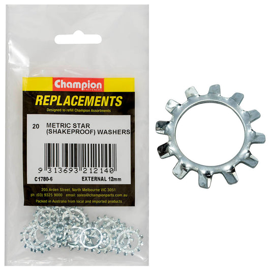 Champion 12mm External Star Washer -20pk
