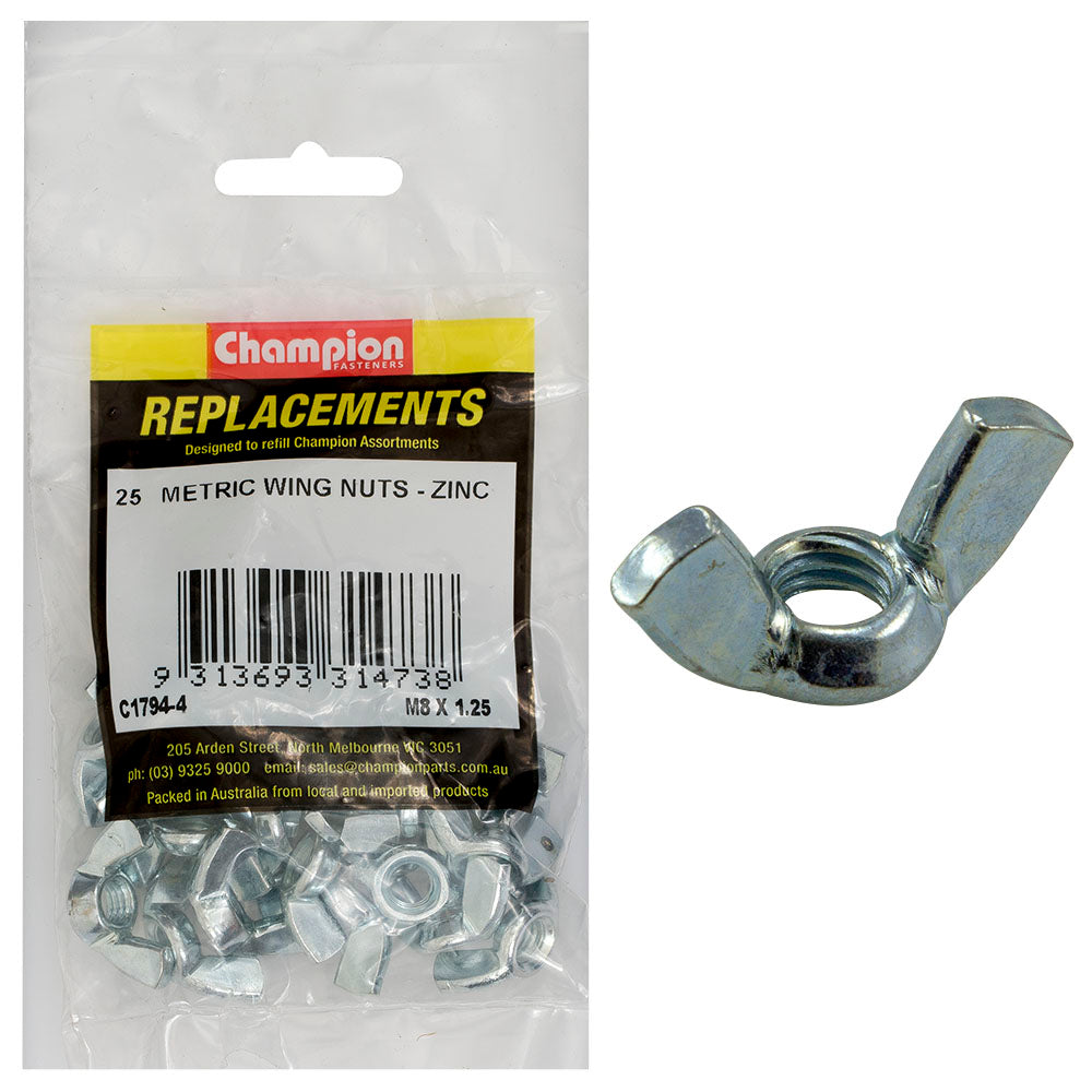 Champion M8 x 1.25 Wing Nut -25pk