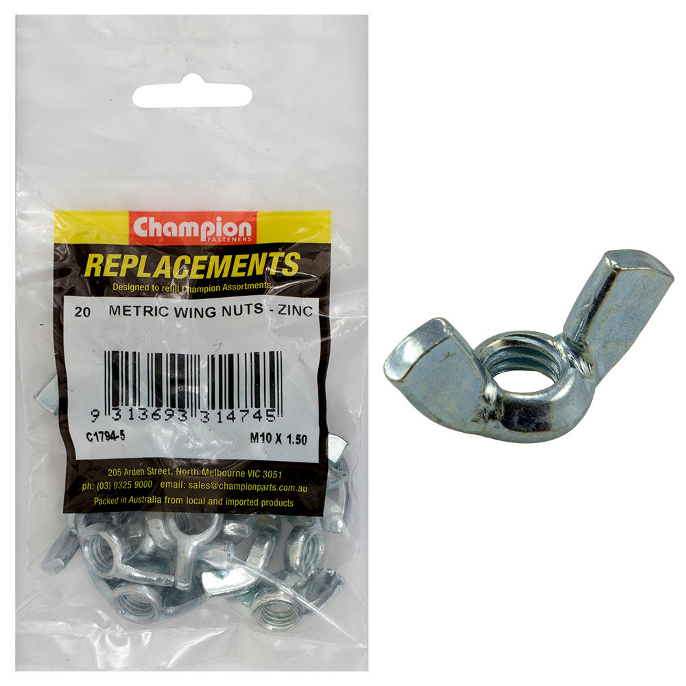 Champion M10 x 1.50 Wing Nut -20pk