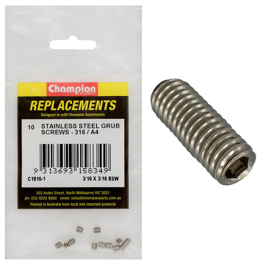 Champion M6 x 6mm Metric Grub Screw - 50pk