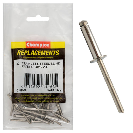 Champion 4.8 x 18mm Blind Rivet -304/A2 -20pk