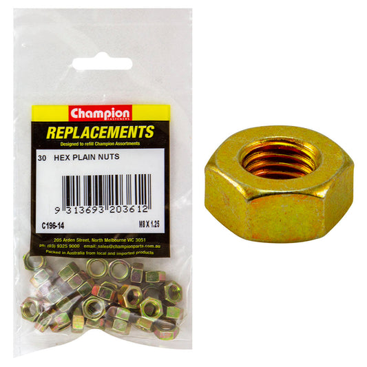 Champion M8 x 1.25 Hexagon Nut -30pk