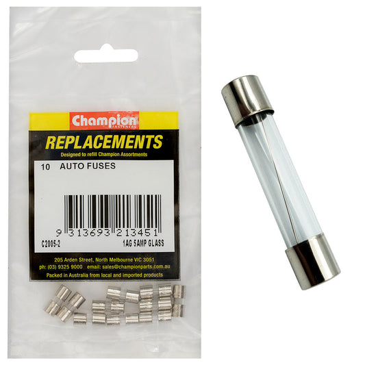 Champion 1Ag 5Amp Glass Fuse -10pk