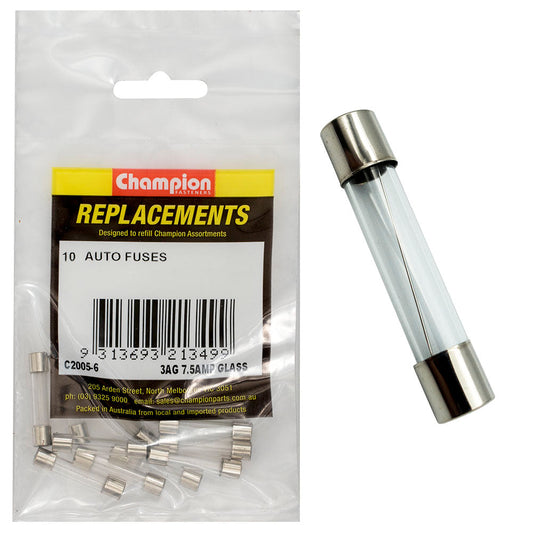 Champion 3Ag 7.5Amp Glass Fuse -10pk