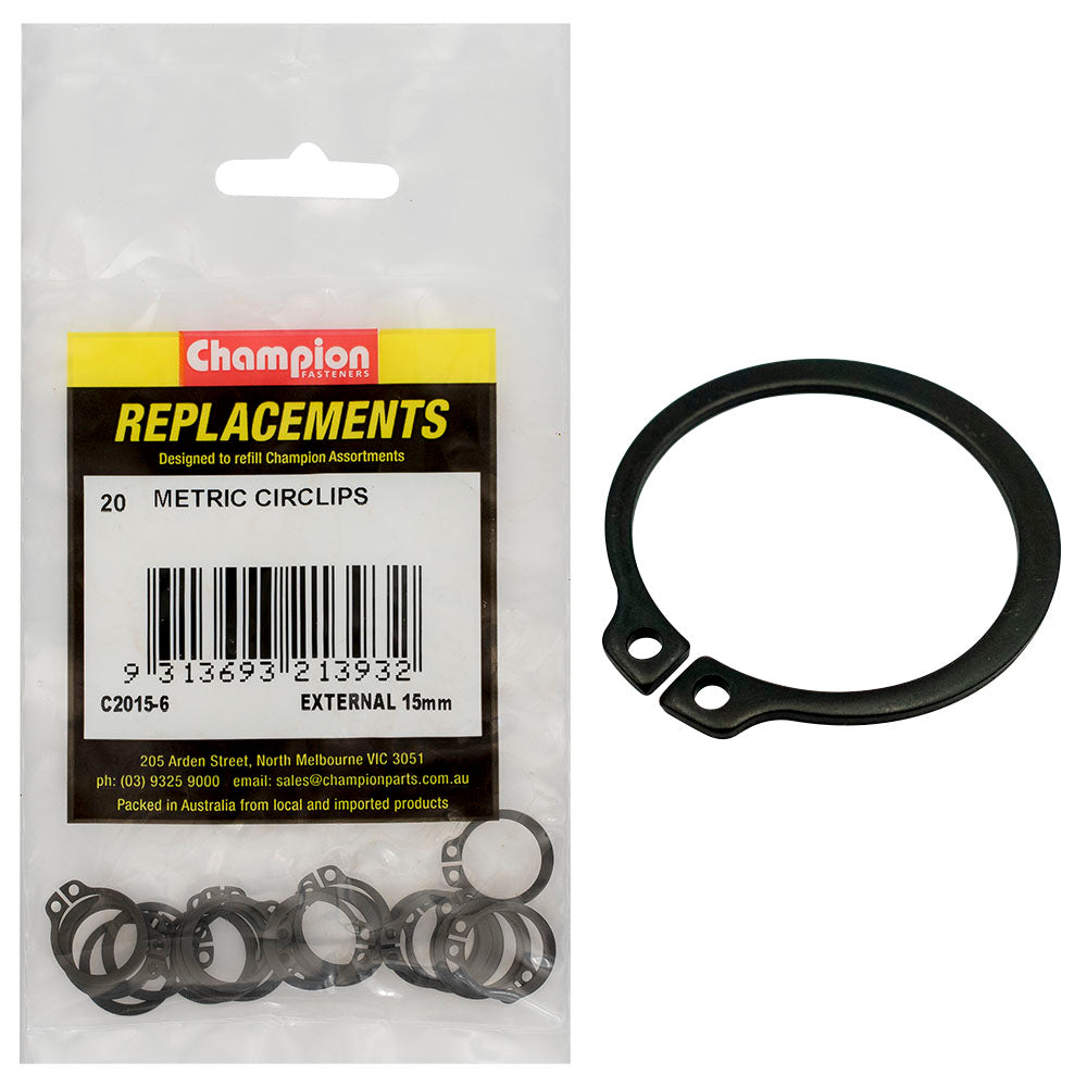 Champion 15mm External Circlip -20pk