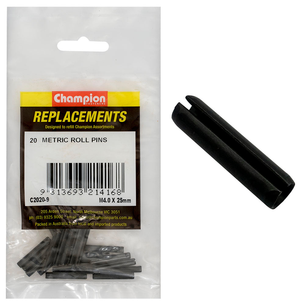 Champion 4.0 x 25mm Metric Roll Pin -20pk
