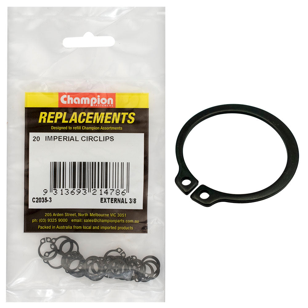 Champion 3/8in Imperial External Circlip -20pk