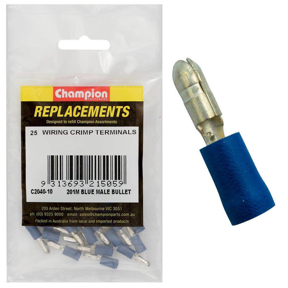 Champion Blue Male Bullet Terminal -25pk