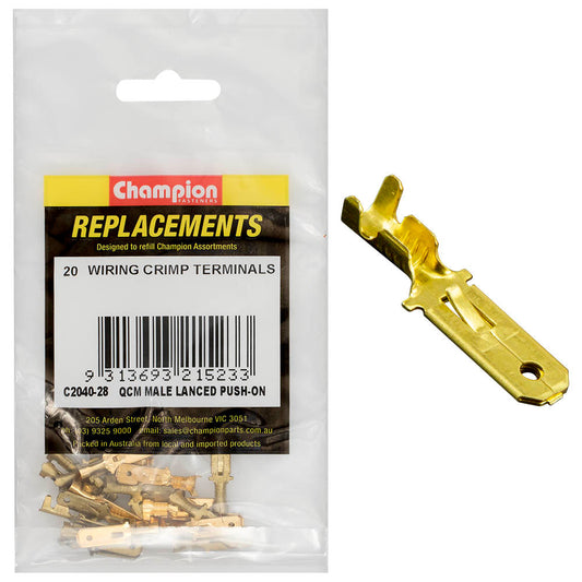Champion Male Lanced Push-On Terminal -20pk
