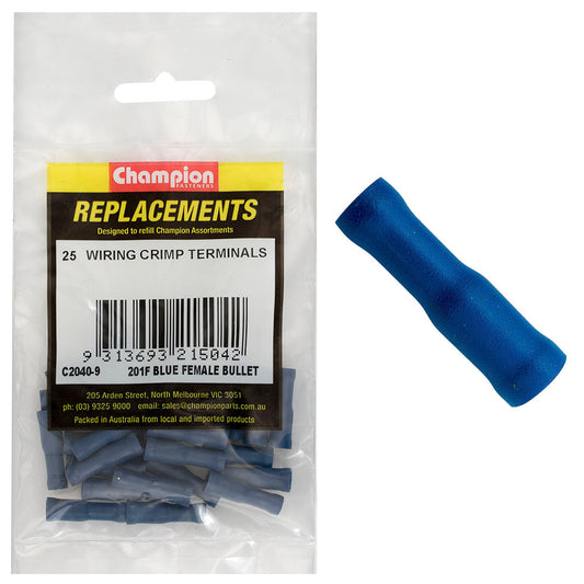Champion Blue Female Bullet Terminal -25pk
