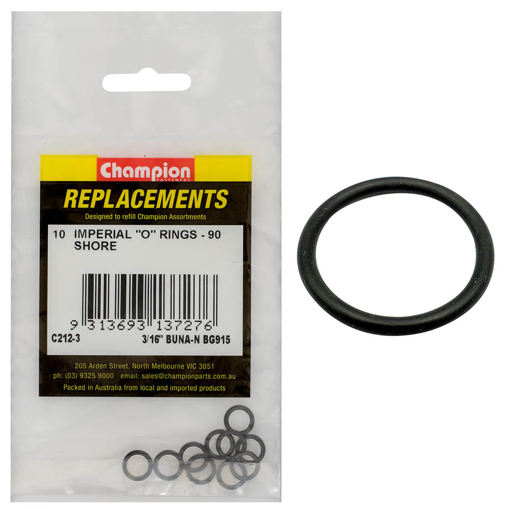 Champion 3/16in(Tube Ref) x.301(I.D) x.064(Sec.) O-Ring-10pk