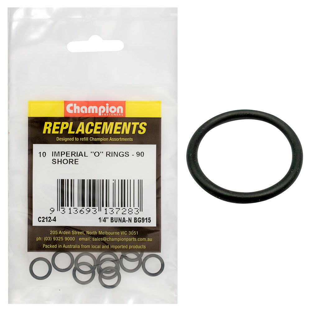 Champion 1/4in(Tube Ref) x.351(I.D) x.072 (Sec.) O-Ring-10pk