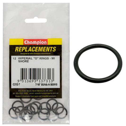 Champion 7/16in(Tube Ref) x.530(I.D) x.082(Sec.) O-Ring-12pk