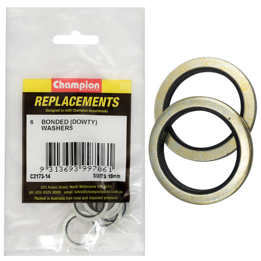Champion Bonded Seal Washer (Dowty) 18mm -6pk