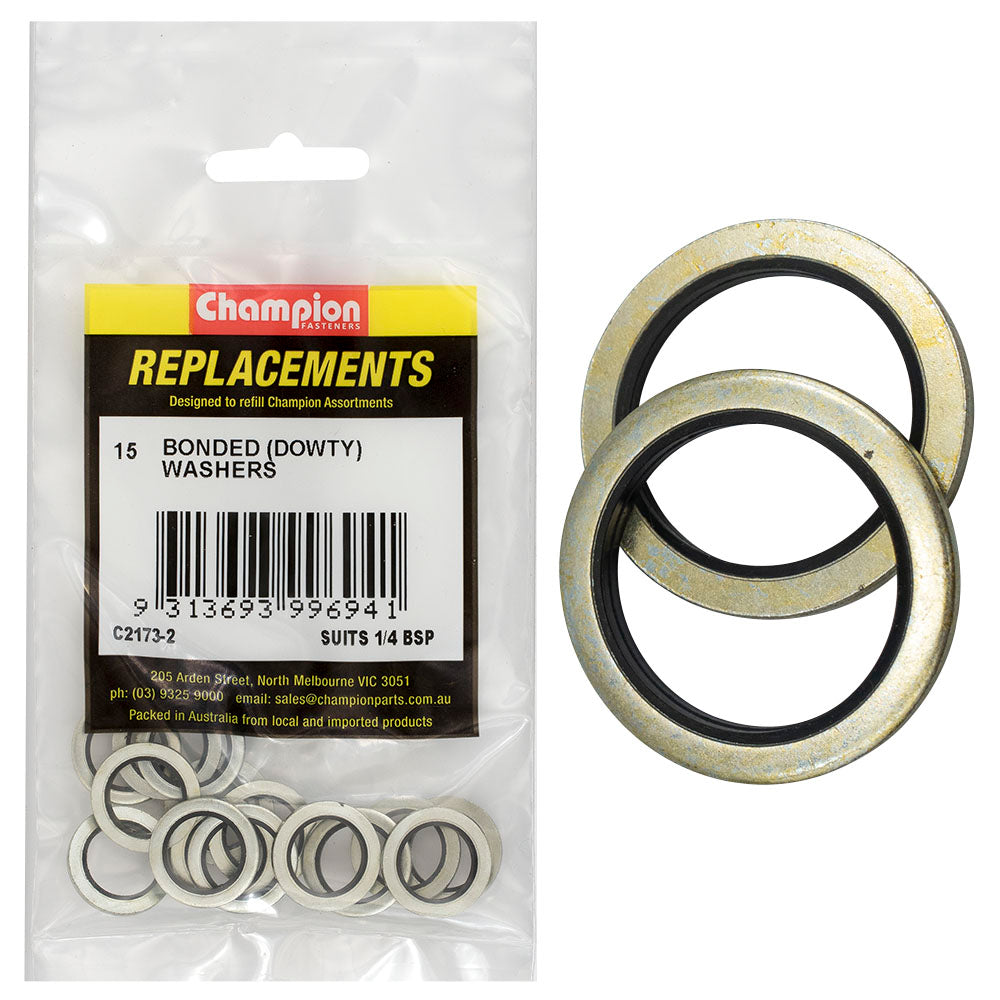 Champion Dowty Washer Suits 1/4 BSP -15pk