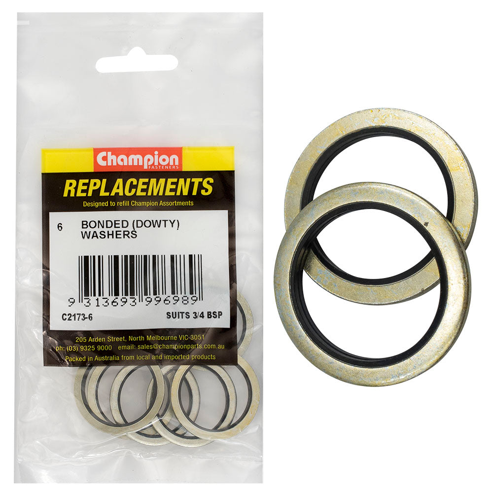 Champion Dowty Washer Suits 3/4 BSP -6pk