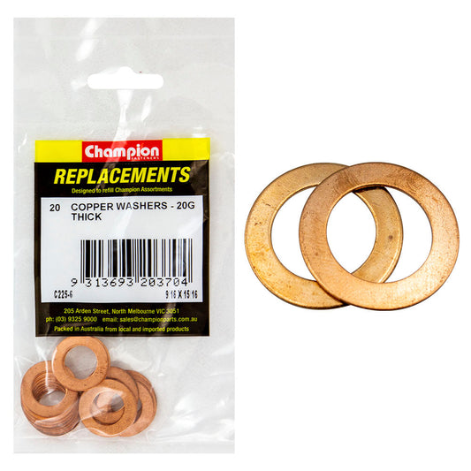 Champion 9/16in x 15/16in x 20G Copper Washer -20pk