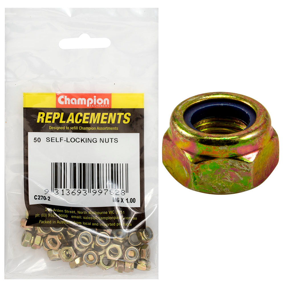 Champion M6 x 1.00 Self Locking Nut (Iso) -50pk