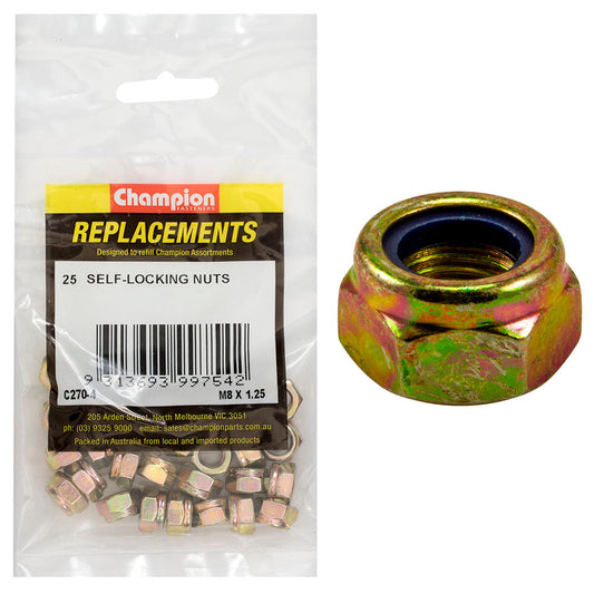 Champion M8 x 1.25 Self Locking Nut (Iso) -25pk