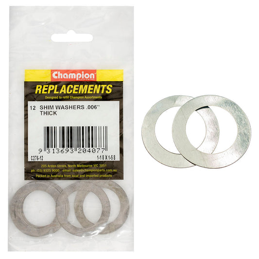 Champion 1-1/8in x 1-5/8in x 0.006in Shim Washer -12pk**