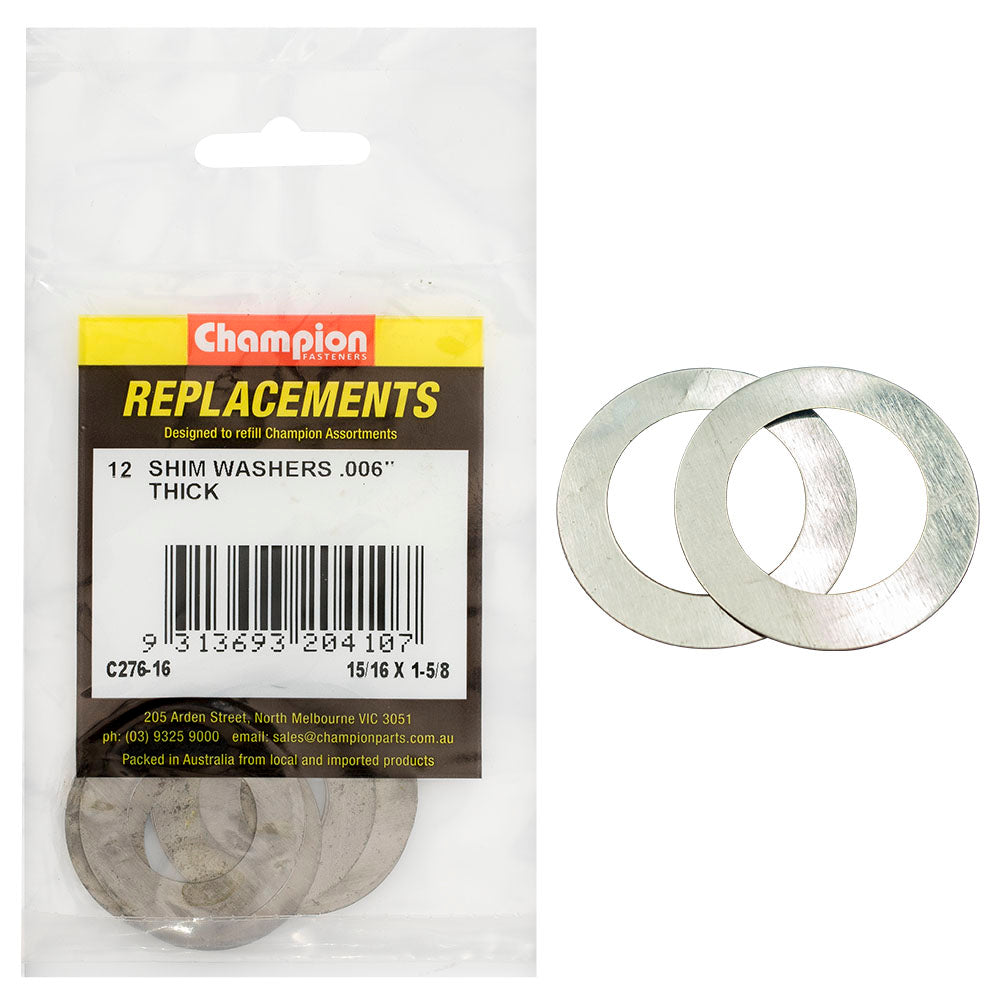 Champion 15/16in x 1-5/8in x 0.006in Shim Washer -12pk**