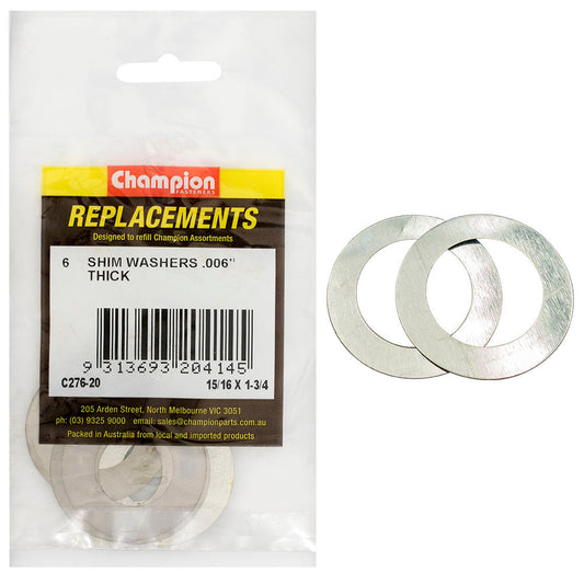 Champion 15/16in x 1-3/4in x 0.006in Shim Washer -6pk**