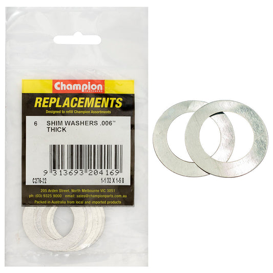 Champion 1-1/32in x 1-5/8in x 0.006in Shim Washer -6pk**