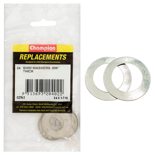 Champion 3/4in x 1-7/16in x 0.006in Shim Washer -24pk**