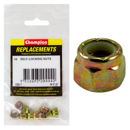 Champion M8 x 1.25 Nylon insert Self-Locking Nut -10pk