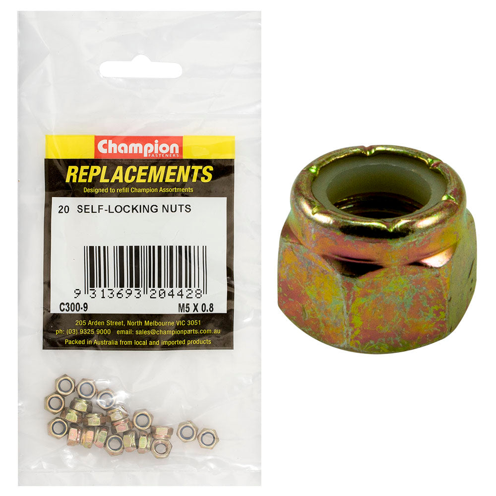 Champion M5 x 0.8 Nylon insert Self-Locking Nut -20pk