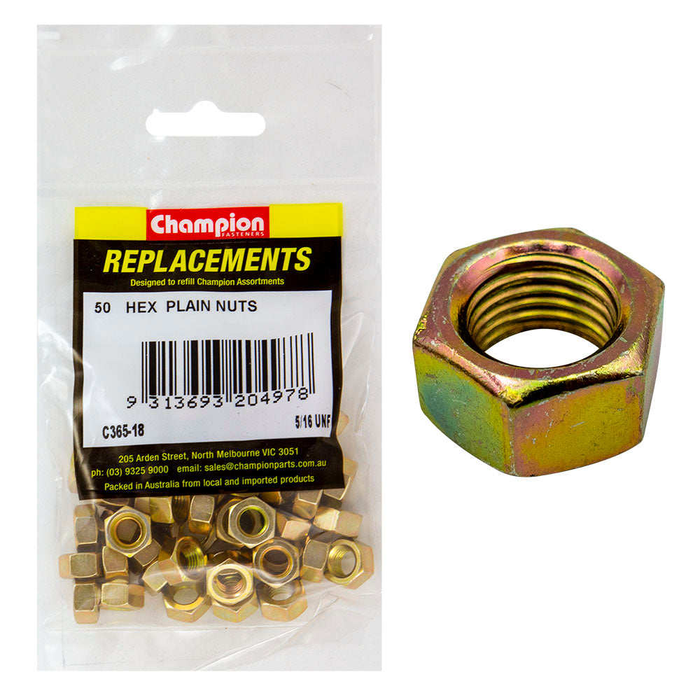 Champion 5/16in UNF Hexagon Nut -50pk