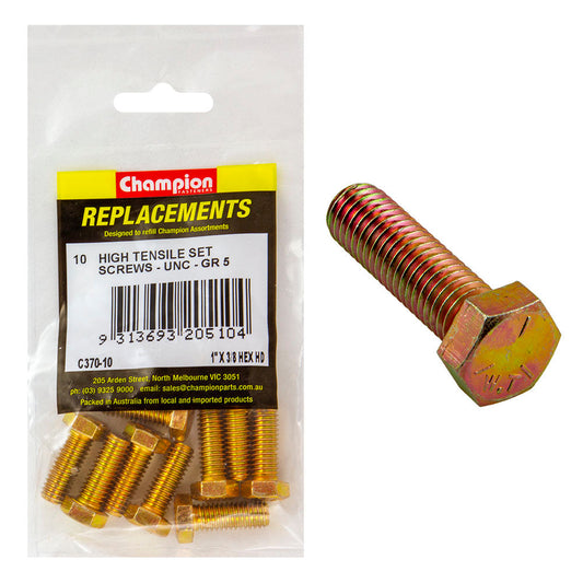 Champion 3/8in x 1in UNC Set Screw -Gr5 -10pk