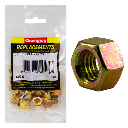 Champion 3/8in UNC Hexagon Nut -30pk
