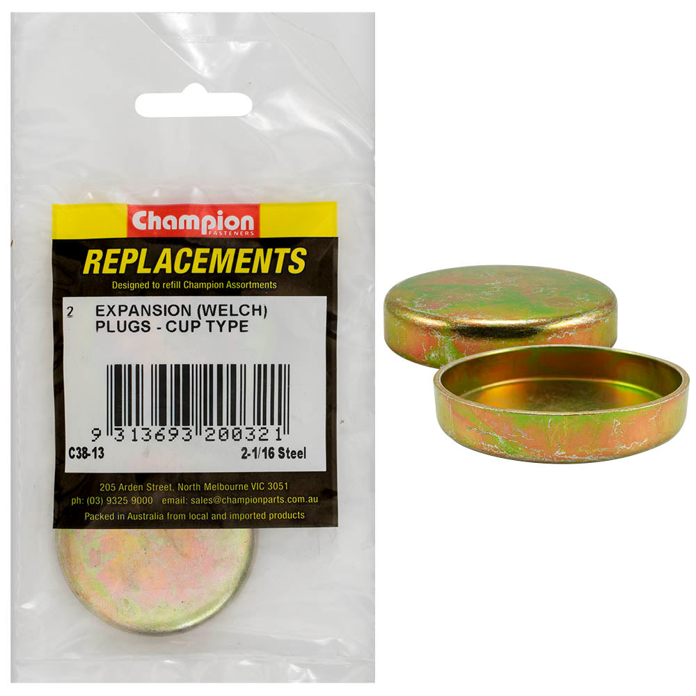 Champion 2-1/16in Steel Expansion (Frost) Plug-Cup Type-2pk