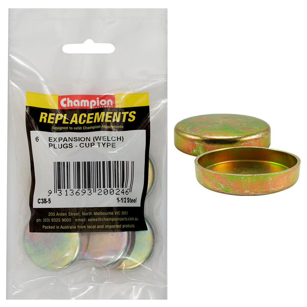 Champion 1-1/2in Steel Expansion (Frost) Plug -Cup Type -6pk