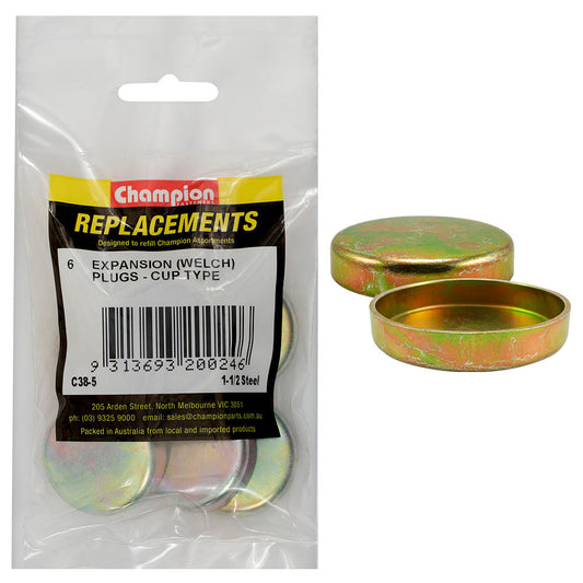 Champion 1-1/2in Steel Expansion (Frost) Plug -Cup Type -6pk