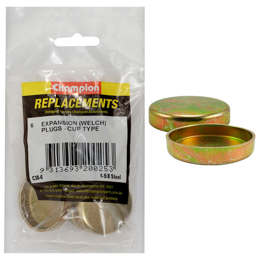 Champion 1-5/8in Steel Expansion (Frost) Plug -Cup Type -6pk