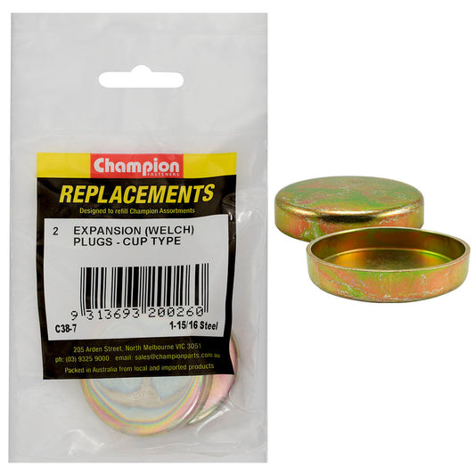 Champion 1-15/16in Steel Expansion (Frost) Plug-Cup Type-2pk