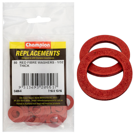 Champion 7/16in x 13/16in x 1/32in Red Fibre Washer -50pk