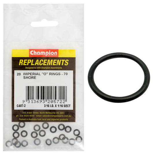Champion 3/16in (I.D.) x 1/16in Imperial O-Ring -20pk